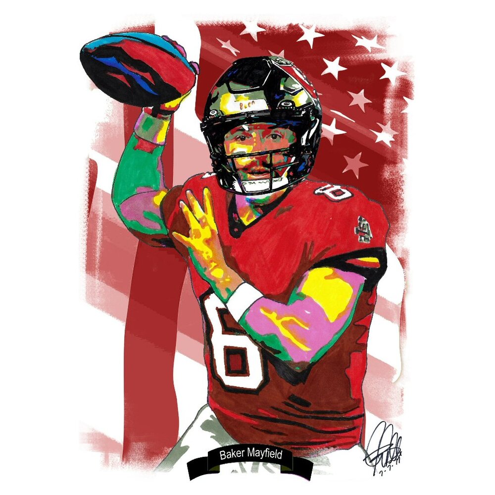 Baker Mayfield Tampa Bay Buccaneers Football QB Poster Print Wall Art 18x24
